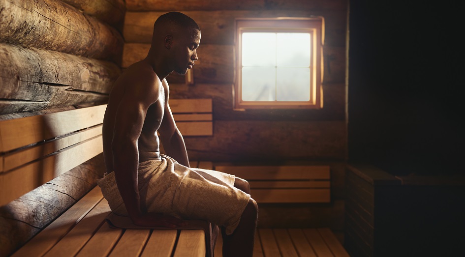 Man in sauna - effect sauna